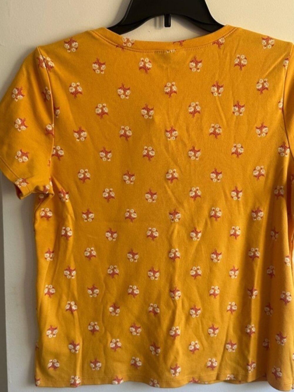 Yellow Short-Sleeve Henley with Floral Print - Picture 2 of 3